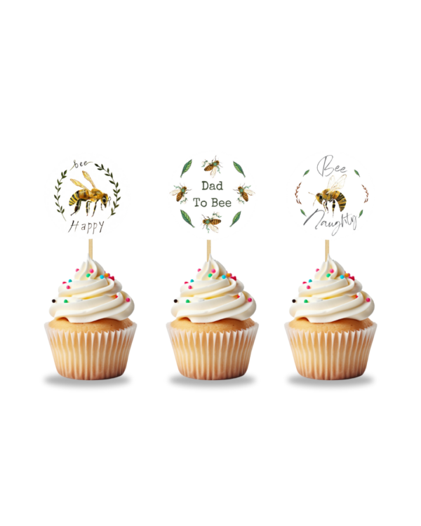 Bee Cupcake Topper Design Mock-up Example
