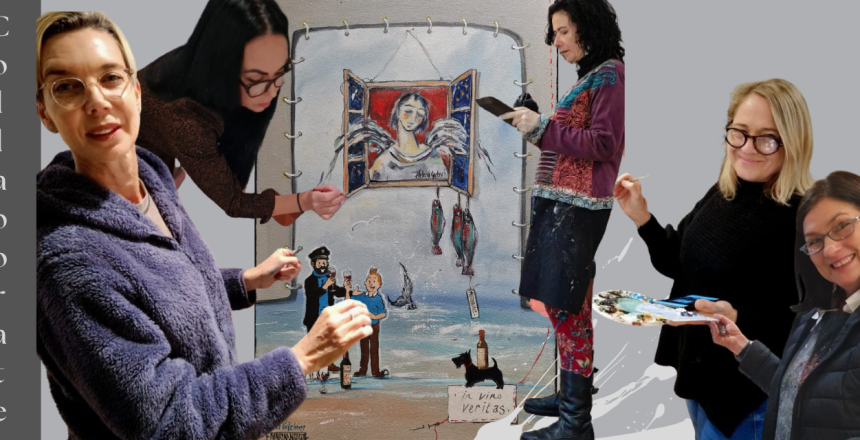 Collaboration painting at Kanonkop Wine Estate with Mariaan Kotze Herma Kitching Marianne Meyer Helena Gerber and Chanelle Correia